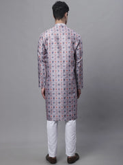 Men's Blue Digital Printed Kurta Pyjama Set