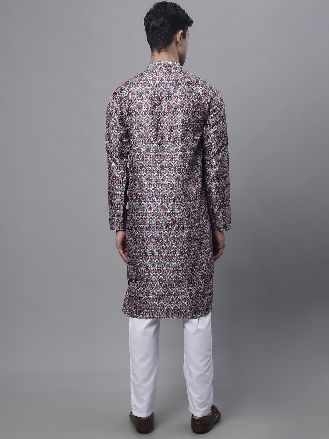 Maroon Mens Kurta Pajama Set - Cotton Digital Print Ethnic Wear