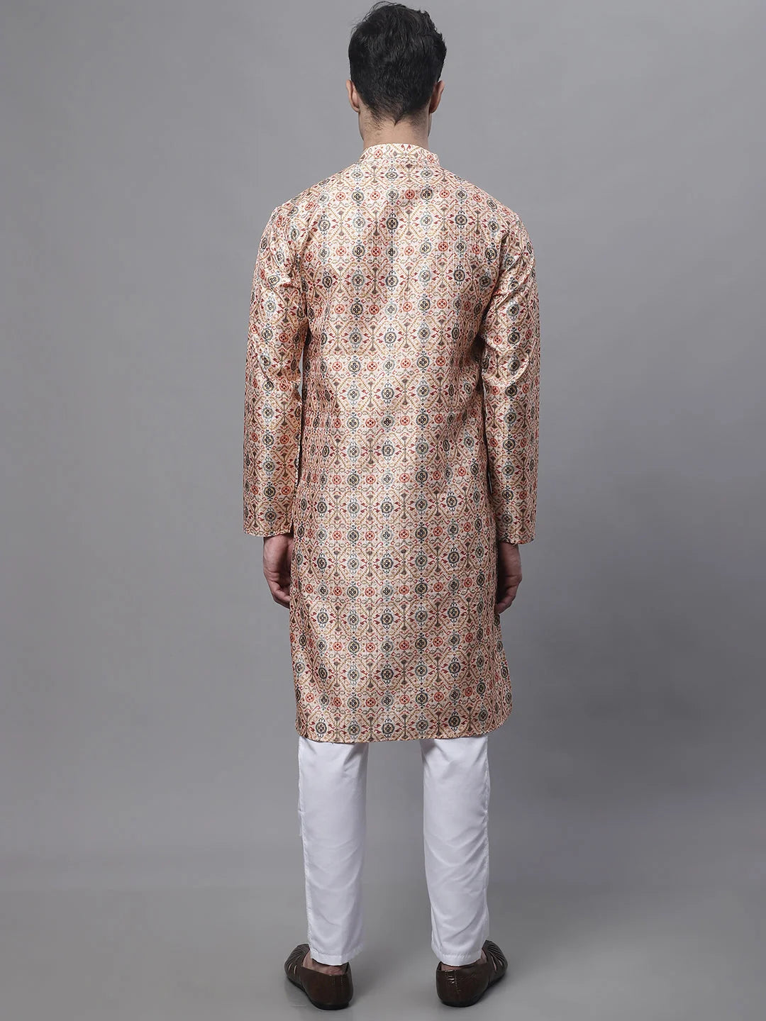 Peach Digital Printed Mens Kurta Pajama Set | New Arrivals