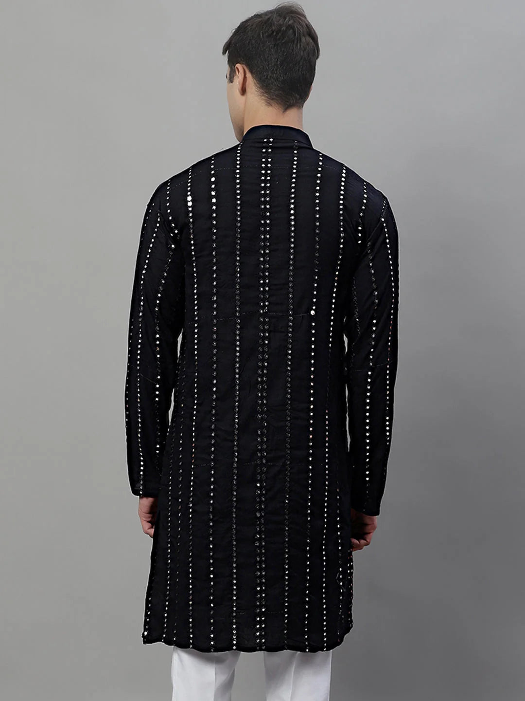 Men's Embroidered Mirror Work Kurta - Rayon Indian Kurta