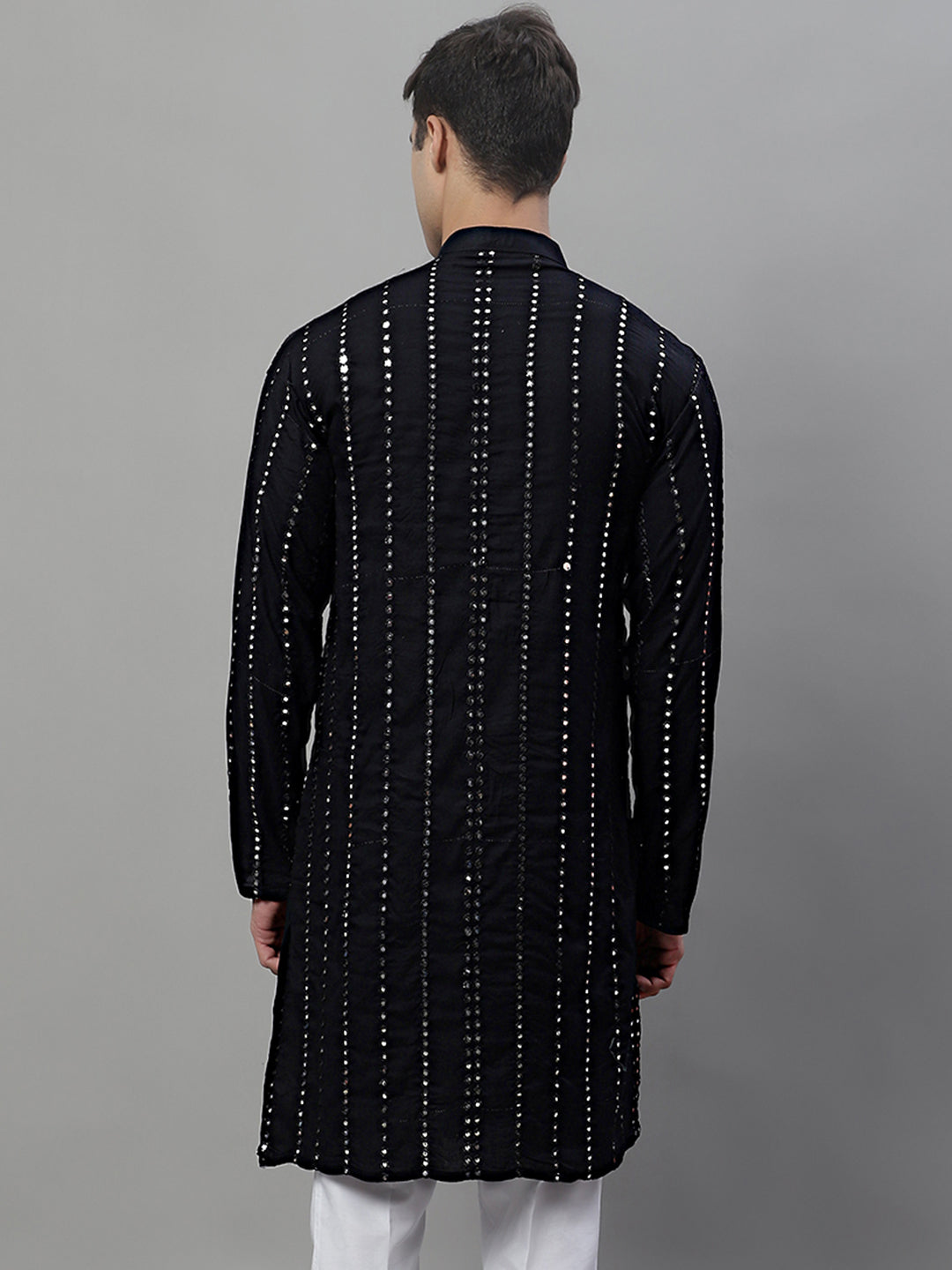Men's Embroidered Mirror Work Kurta - Rayon Indian Kurta