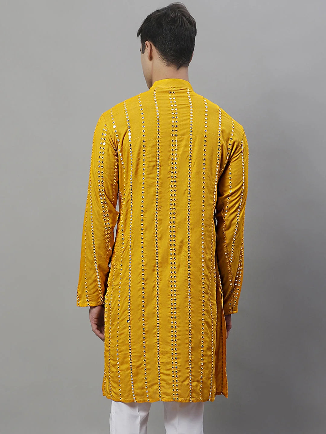 Men's Styled Embroidered Mirror Work Kurta - Rayon Kurta