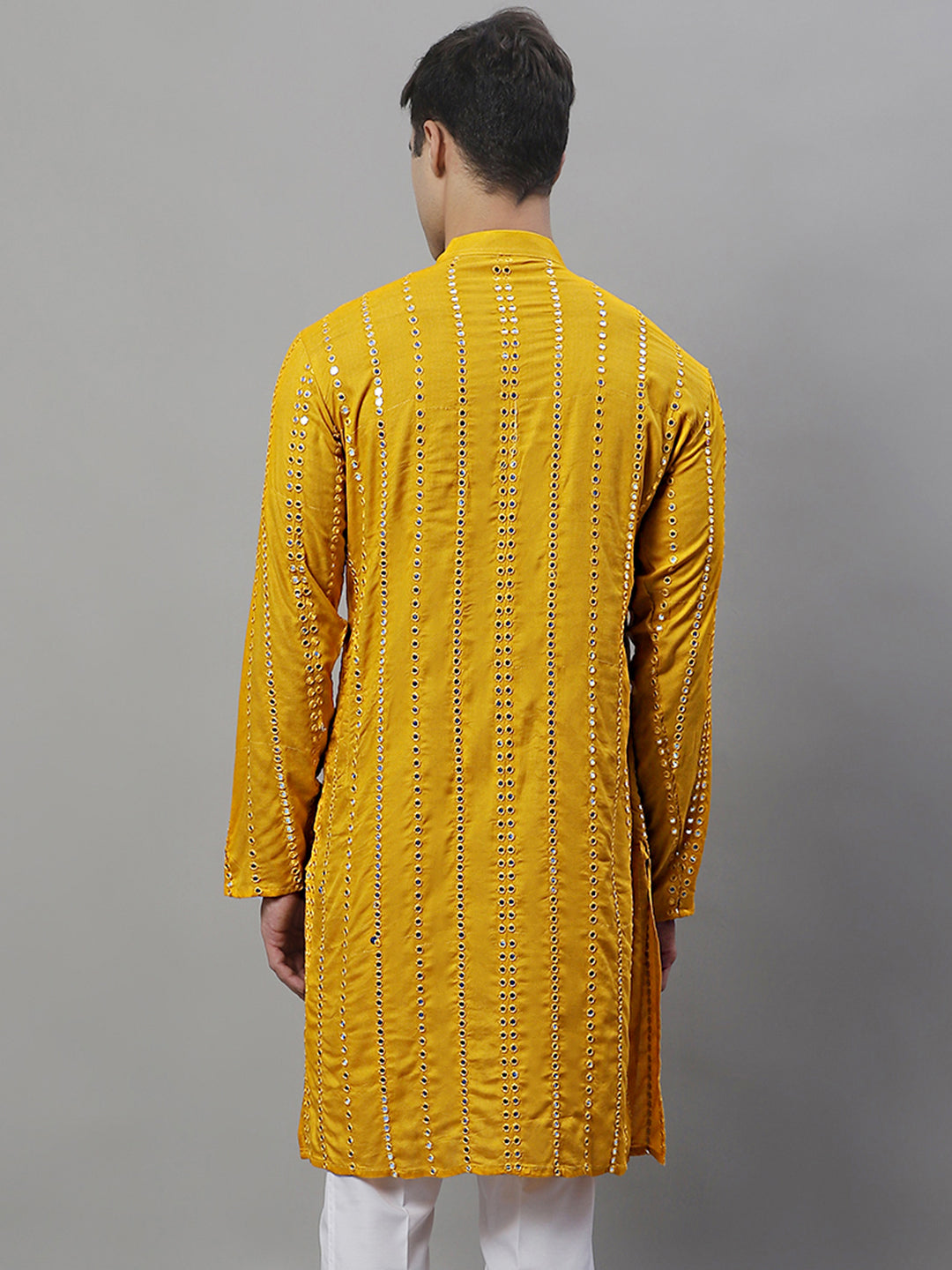 Men's Styled Embroidered Mirror Work Kurta - Rayon Kurta
