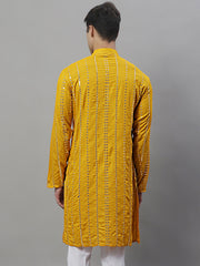 Men Styled Embroidered Mirror Work Kurtas-KO-694