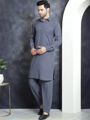 Men's Solid Pathani Kurta with Salwar ( JOKP 696Grey )