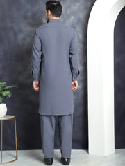 Men's Solid Pathani Kurta with Salwar ( JOKP 696Grey )