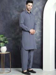 Men's Solid Pathani Kurta with Salwar ( JOKP 696Grey )