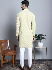 Men's Yellow Embroidered Kurta with Pyjama