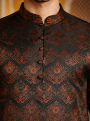 Jacquard Silk Kurta Pyjama Set for Men ( JOKP B-P 5043Bronze )