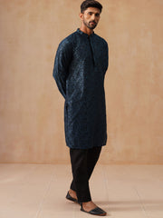 Embroidered & Sequins Straight Kurta with Pyjamas ( JOKP B-P 5205 B-P 5205Peacock )