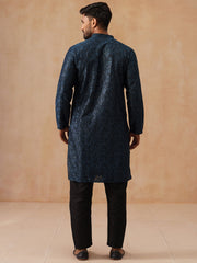 Embroidered & Sequins Straight Kurta with Pyjamas ( JOKP B-P 5205 B-P 5205Peacock )