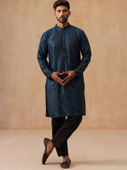 Embroidered & Sequins Straight Kurta with Pyjamas ( JOKP B-P 5205 B-P 5205Peacock )