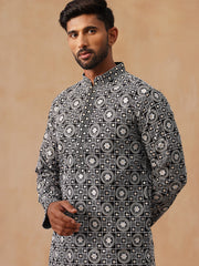 Classic Geometric Embroidered Kurtas ( KO 5279 Black ) [FF] [B-7]