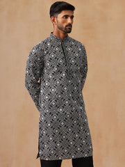 Classic Geometric Embroidered Kurtas ( KO 5279 Black ) [FF] [B-7]