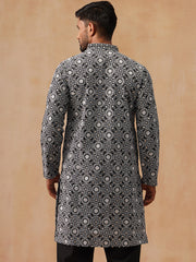 Classic Geometric Embroidered Kurtas ( KO 5279 Black ) [FF] [B-7]