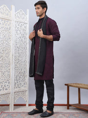 Sequins Embroidered Kurta Pyjama and Dupatta Set for Men-JOKP-DM