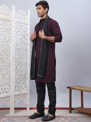 Sequins Embroidered Kurta Pyjama and Dupatta Set for Men-JOKP-DM