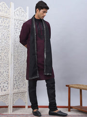 Sequins Embroidered Kurta Pyjama and Dupatta Set for Men-JOKP-DM