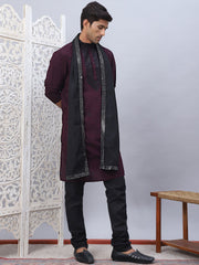 Sequins Embroidered Kurta Pyjama and Dupatta Set for Men-JOKP-DM
