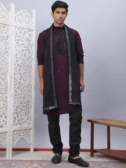 Sequins Embroidered Kurta Pyjama and Dupatta Set for Men-JOKP-DM
