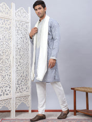 Sequins Embroidered Kurta Pyjama With Dupatta Set-JOKP-DM-W1E