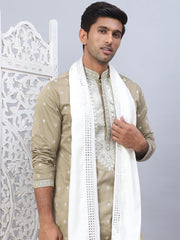 Men's Sequins Embroidered Kurta Pyjama With Dupatta-JOKP-DM-W17