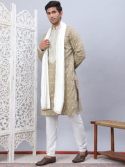 Men's Sequins Embroidered Kurta Pyjama With Dupatta-JOKP-DM-W17