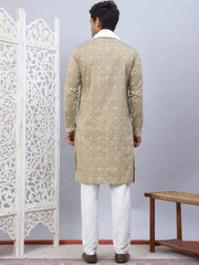 Men's Sequins Embroidered Kurta Pyjama With Dupatta-JOKP-DM-W17