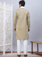 Men's Sequins Embroidered Kurta Pyjama With Dupatta-JOKP-DM-W17