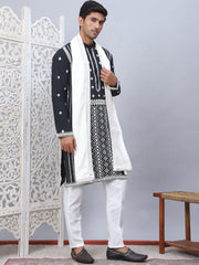 Embroidered & Sequin Cotton Blend Kurta Pyjama With Dupatta Sets-JOKP-DM-W1