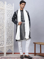 Embroidered & Sequin Cotton Blend Kurta Pyjama With Dupatta Sets-JOKP-DM-W1