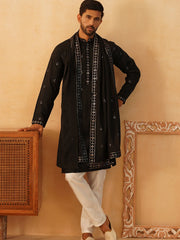 Embroidered & Sequin Kurta Pyjama With Dupatta-JOKP-DJ