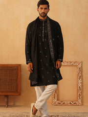 Embroidered & Sequin Kurta Pyjama With Dupatta-JOKP-DJ