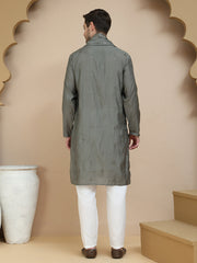 Embroidered & Sequin Kurta With Dupatta ( KOD 5088 grey )