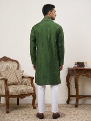 Silk Blend Embroidered Kurta Pyjama with Dupatta ( JOKP P D 5088Olive )