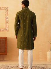 Embroidered & Sequin Kurta Pyjama With Dupatta-JOKP-DT