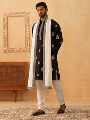 Black Embroidered Kurta with Dupatta Set ( KOD 5091 black )