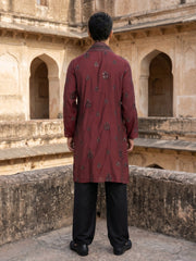 Embroidered & Sequin Kurta Pyjama With Dupatta ( JOKP PJ11B D 5091Maroon )