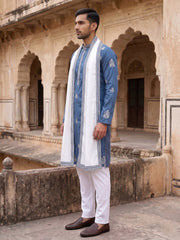 Embroidered & Sequin Kurta Pyjama With Dupatta ( JOKP P D 5091Teal )