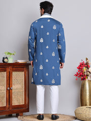 Black Embroidered Kurta with Dupatta Set ( KOD 5091 teal )