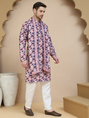 Abstract Printed Kurta Pyjama with Matching Dupatta ( JOKP D 5243 Purple ) [FF] [N-9-10]