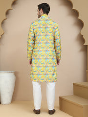 Abstract Printed Kurta Pyjama with Matching Dupatta ( JOKP D 5243 Yellow ) [FF] [N-9-10]
