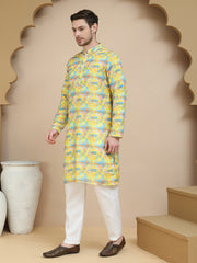 Abstract Printed Kurta Pyjama with Matching Dupatta ( JOKP D 5243 Yellow ) [FF] [N-9-10]