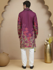 Floral Printed Purple Cotton Blend Kurta Set with Dupatta ( JOKP D 5252 Purple ) [FF] [N-9-10]