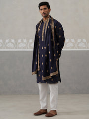 Silk Blend Embroidered Kurta Pyjama Set ( JOKP P D 5319 P D 5319Navy ) [FF] [B-3-4]