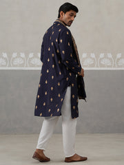 Silk Blend Embroidered Kurta Pyjama Set ( JOKP P D 5319 P D 5319Navy ) [FF] [B-3-4]