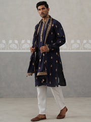 Silk Blend Embroidered Kurta Pyjama Set ( JOKP P D 5319 P D 5319Navy ) [FF] [B-3-4]