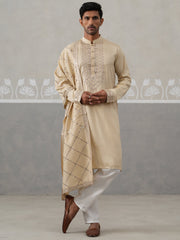 Silk Blend Sequins Embroidered Kurta Pyjama with Dupatta Set (JOKP P D 5320 Beige ) [FF] [Q11-12]