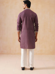 Silk Blend Embroidered Kurta Pyjama Set (JOKP D PJ11-W 5287 Purple )