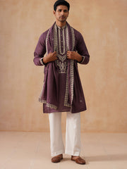 Silk Blend Embroidered Kurta Pyjama Set (JOKP D PJ11-W 5287 Purple )
